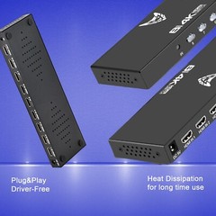 HDMI Switch 8 in 1 Out, 8 Port HDMI Switcher Selector Box with IR Remote Control