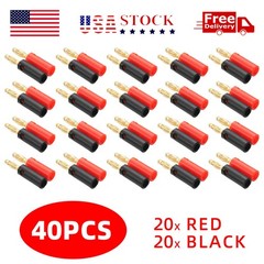 40PCS 4mm Gold Plated Banana Plugs Audio Jack Speaker Wire Cable Screw Connector