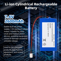 2-Pack 7.4V 2600Mah Rechargeable Battery Li-ion Batteries Pack with XH2.54-2P