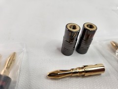 FosPower Bundle Dual Screw Audio 24K Gold Plated Jack Connector Speakers