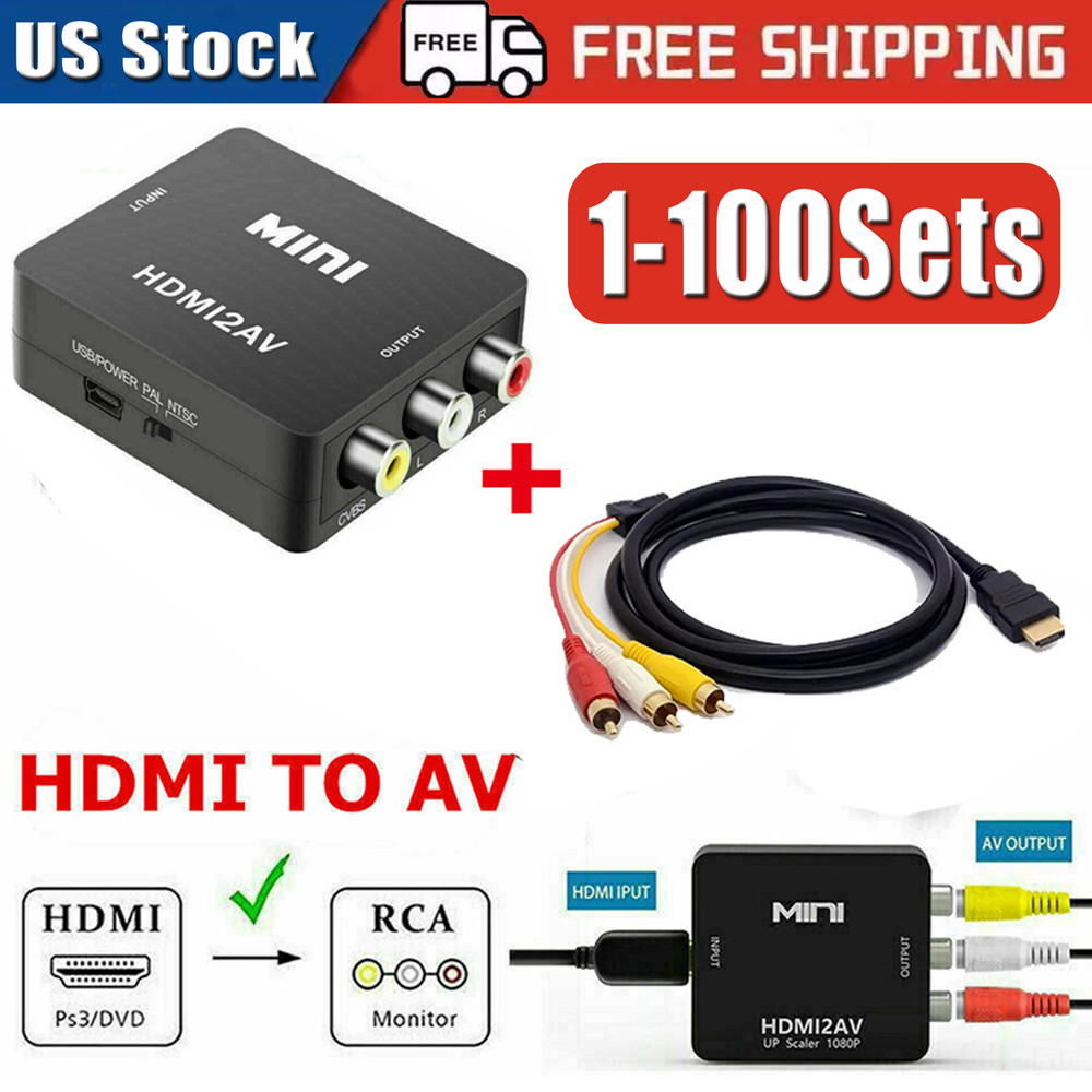 HDMI To RCA AV Adapter Converter Cable CVBS 3RCA 1080P Composite Video Audio lot