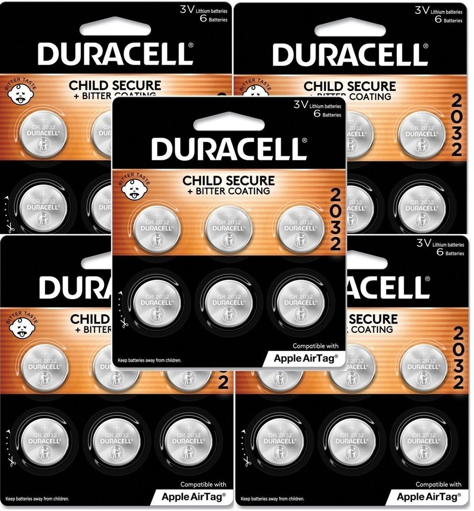 LOT OF 5 DURACELL 6 CT 3V CR2032 LITHIUM COIN (30 BATTERIES TTL ) EXP 2033