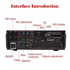 2000W Power Amplifier Bluetooth 5.0 USB FM Karaoke Home Car Stereo with Remote