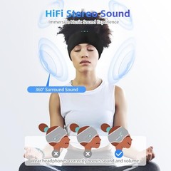 Sleep Headphones Bluetooth 6.0 Headband, 3-IN-Sleeping Headband 1 Black