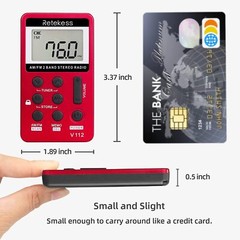 Retekess V112 Portable Pocket FM/AM Radio Mini Size Digital Rechargeable Walking