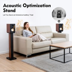 35.4in Rosewood Wood Grain Speaker Stands Pair Sand-Fillable Column 90cm