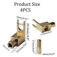 4PCS Banana Plug to Spade Adapter, Hi-Fi Brass Gold Plated Connector with Dual