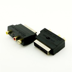 SCART to 3 RCA Phono Audio & Composite Video & 4 pin S-Video SVHS AV TV Adapter
