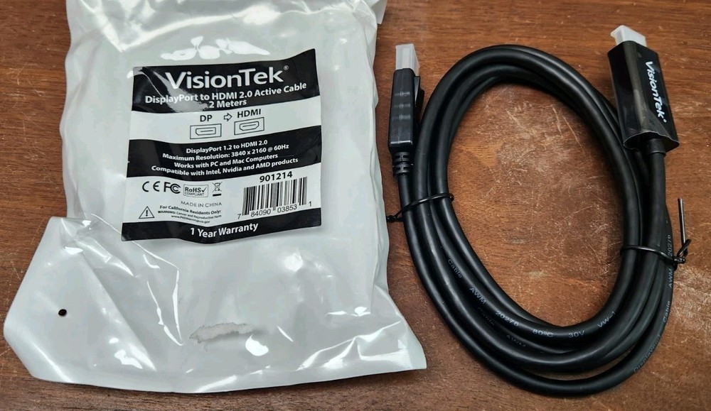 VisionTek DisplayPort to HDMI 2.0 Active Cable [M/M] 4K @ 60Hz 901214