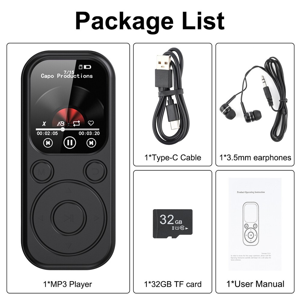 Support 128GB MP4/MP3 Bluetooth Lossless Music Player FM Radio Recorder Sport US