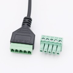 1FT USB A Male to 5 Pin Screw Terminal Connector Plug with Shield Adapter Cable