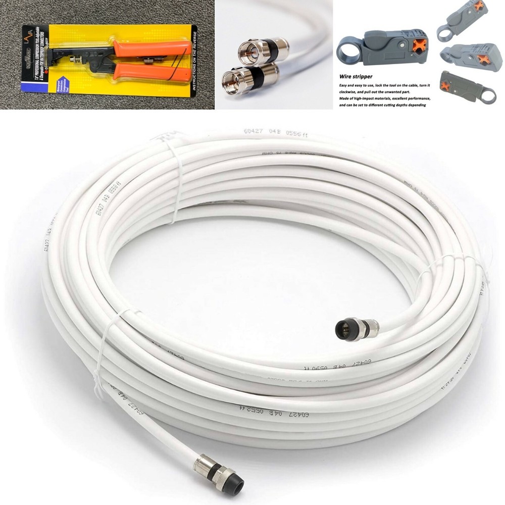 40ft RG6 CABLE with 7.6″ PROFESSIONAL COMPRESSION TOOL and wire stripper