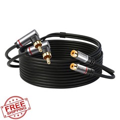 Togconn Dual RCA Extension Cable 15ft 90 Degree Right Angle Stereo Cord