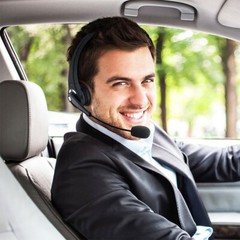 Wireless Bluetooth Headset Noise Cancelling Over the Head Boom w/Mic For Trucker