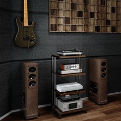 Rustic 4-Tier Media Stand for Record Player Stereo Bracket Country Style US
