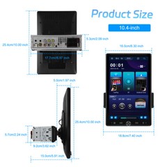 Wireless Apple CarPlay 10.4″ Single 1DIN Car Stereo Rotatable Touch Screen Radio