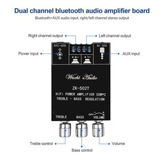Bluetooth 5.0 Mini Stereo Amplifier 50W+50W, 2.0 Channel Audio Board, DIY Home S