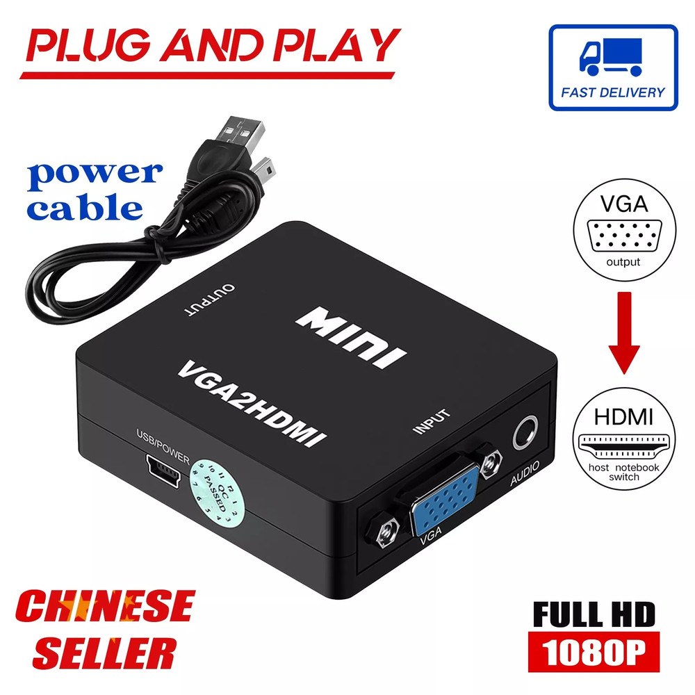 VGA to HDMI 1080P Full HD Mini VGA to HDMI Audio Video Converter Adapter New