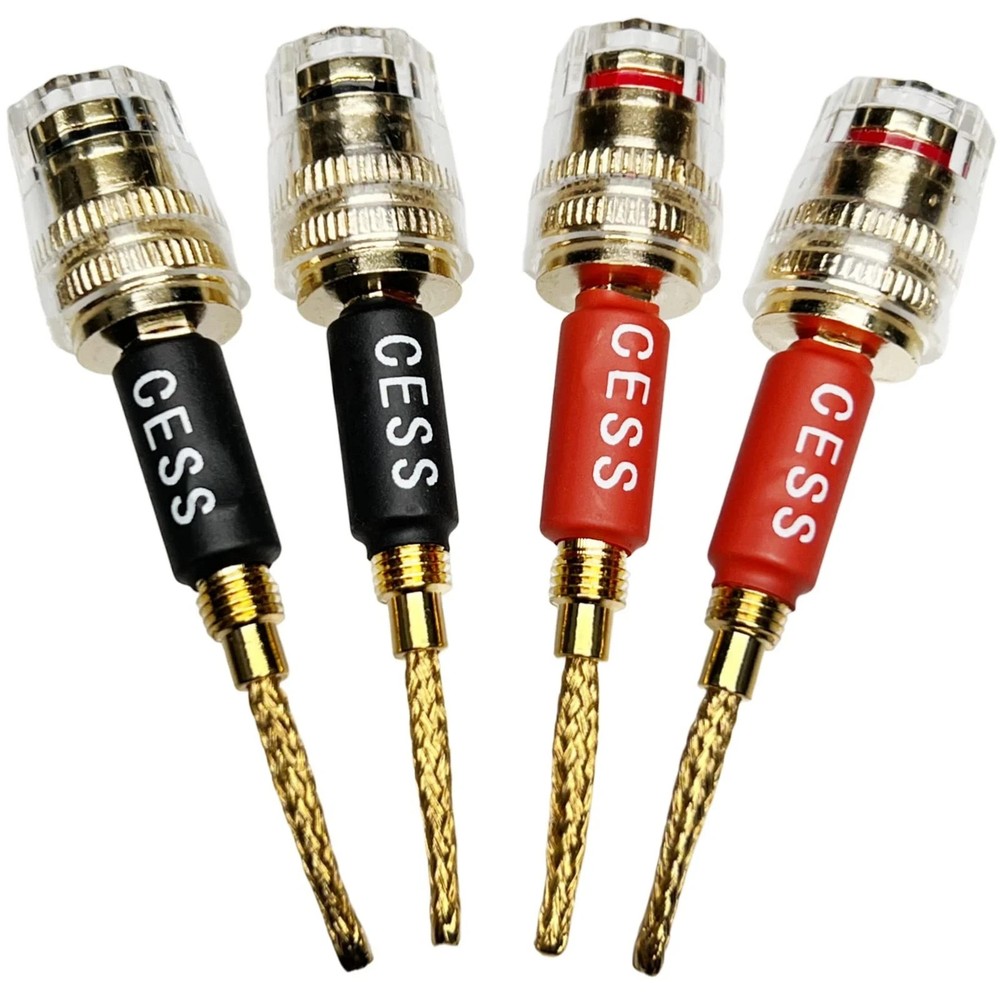“4 Pack Banana Plug to 4mm Female Jack, Speaker Wire Connector, Braided”