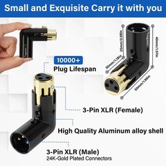 Togconn Adjustable 3-PIN Right Angle XLR Adapter 2 Pack, 90 Degree XLR Male/F…