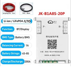 JK Smart BMS 4S-8S 200A Li-ion LiFePo4 LTO Battery 1A Active Balance BMS BT/LCD