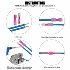 Female Male Red Waterproof Spade Connectors Heat Shrink 16-22 AWG Wire Terminals