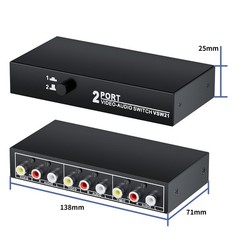 RCA Switch 2 in 1 Out Composite Video L/R Audio Switcher Selector Box 2X1, 2-…