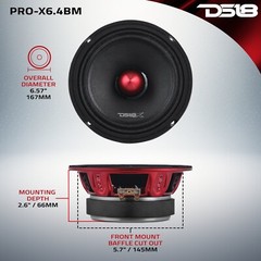 DS18 PRO-X6.4BM 6.5″ Car Speaker with Bullet 250 Watts RMS 500 Watts MAX