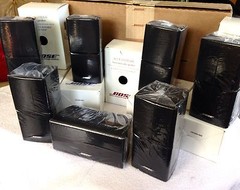 7 Mint Bose Double Cube DoubleShot Speakers 1 Center Channel + 6 Surround Black.