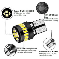10PCS T10 194 168 24SMD LED Interior Light Bulbs Super Bright Canbus Xenon White