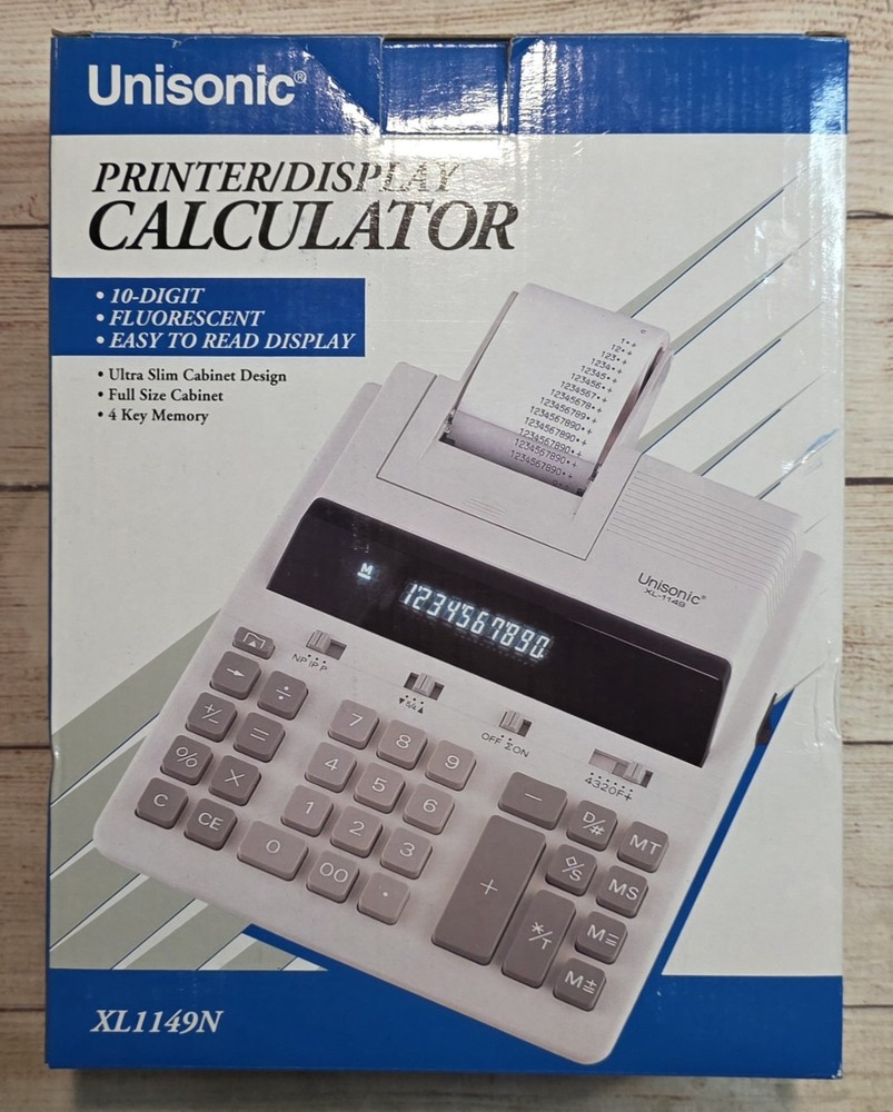 Calculator Unisonic XL-1149N Printer Display 10 Digit 4 Key Memory