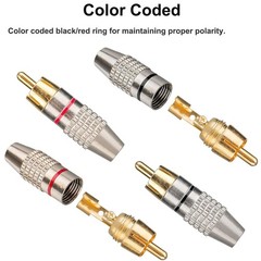20Pack RCA Male Plug Solder, Gold Audio Video Cable Adapter Connector for Speake