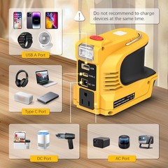 200W Portable Power Inverter Compatible For DeWALT 20V Battery DC 20V to AC 110V