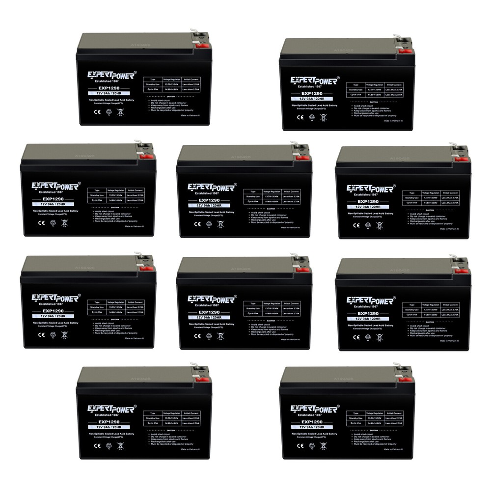 10 PACK – 12V 9 Amp EXP1290 Rechargeable AGM Sealed Lead Acid Battery