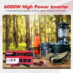 Pure Sine Wave Solar Converter 6000W Car Power Inverter DC 12V To AC 110V 4 USB