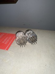 Matched Pair GE 6386 Five-Star Red Letter Vacuum Tubes Made in USA Fairchild
