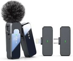 Wireless Microphone for iPhone/Andriod, Noise Cancellation 100ft Trans 18H Btry