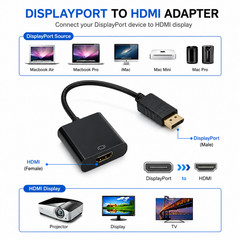 DisplayPort to HDMI Adapter Cable 1080P DP Male to HDMI Female Converter