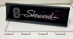 Sherwood Stereo Component Desk Sign – Custom Silver Aluminum, Double Sided