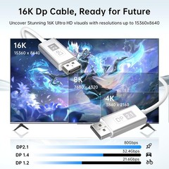 DisplayPort 2.1 Cable Fiber Optic 16.5ft16K60Hz8K120Hz4K240Hz40Gbps Gaming Mo…