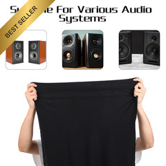 Black Speaker Grill Cloth Fabric 67x20in Stereo Mesh Replacement Audio Repair