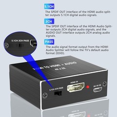 HDMI Audio Extractor, 4K x 2K Audio Splitter, 4K30Hz HD MI Input to HDMI + Op…