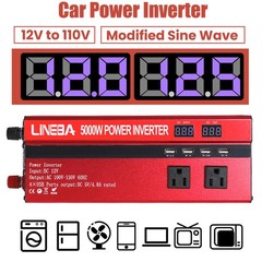 Convertidor De Corriente 5000W Para Carros Coche DC 12V a 110V AC Inversor 4 USB