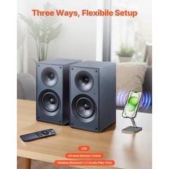 Uimoso Powered Studio Monitor Speakers with 25W Output,Bluetooth&Coaxial Stereo