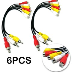 6 x 3 RCA Male Jack to 6 RCA Female Plug Splitter Audio Video Av Adapter Cable