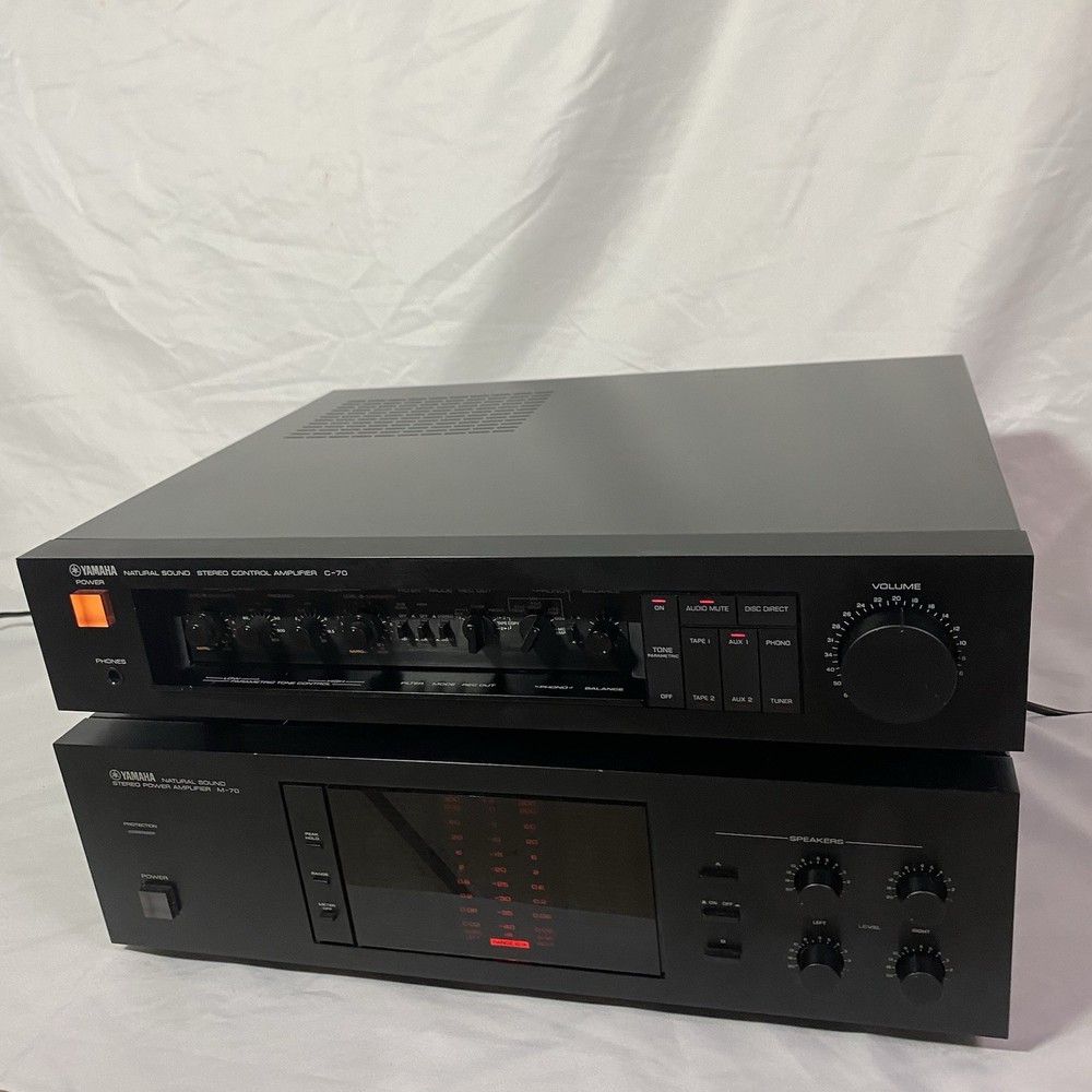 Yamaha M-70 & C-70 Power Amp/ Pre-Amp Combo – Both Power On – Not Fully Tested