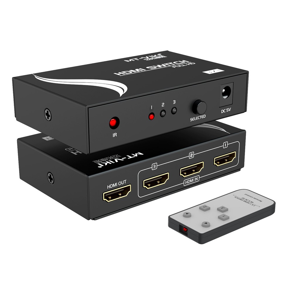 MT-VIKI 3×1 HDMI Switch 4K 30HZ 3 Port Switcher with Wireless IR Remote for 3D