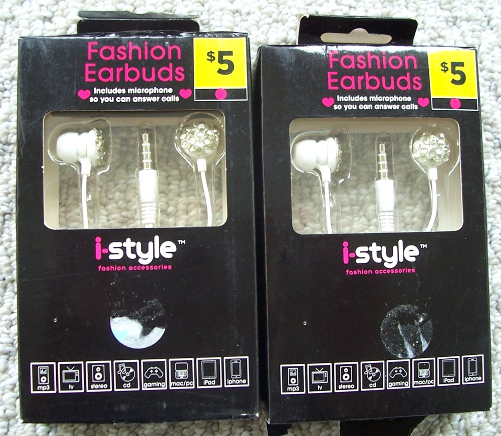 2 i-style Wired Fashion Earbuds with Microphone New