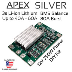 BMS 3S 40A 60A 12.6v Li-ion Lithium APEX SILVER Battery Balance Charger 12v LiPo
