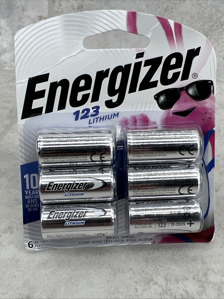 Energizer 123 CR123 Lithium Batteries 6 Counts Exp. 12-2035 Factory Sealed NEW